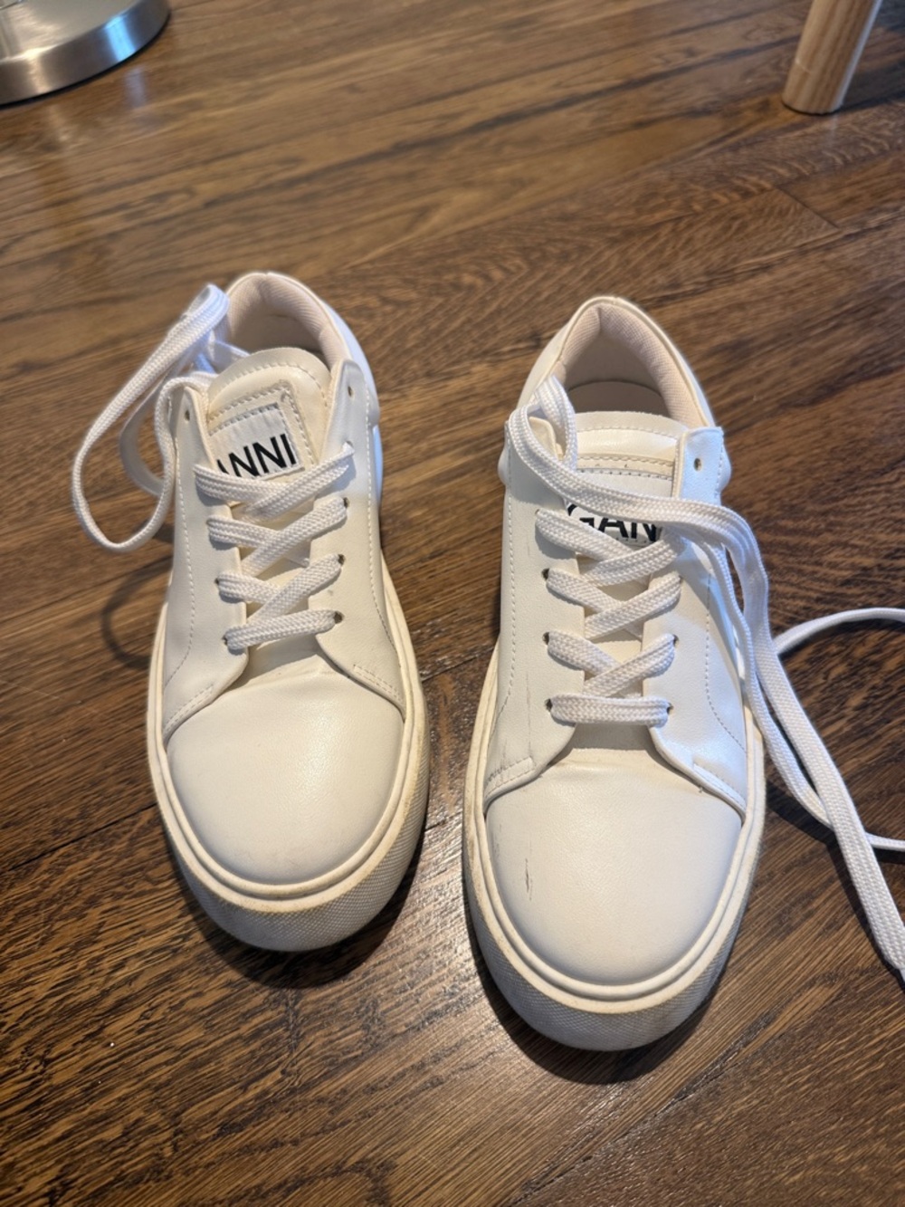 Ganni White faux leather sneakers size 39